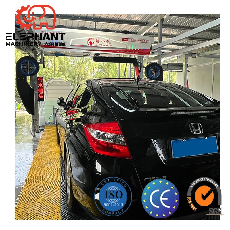 Elephant  Automatic Car Washing Machine with Drying System 360 Degree Rotation L Arm High Pressure Washing