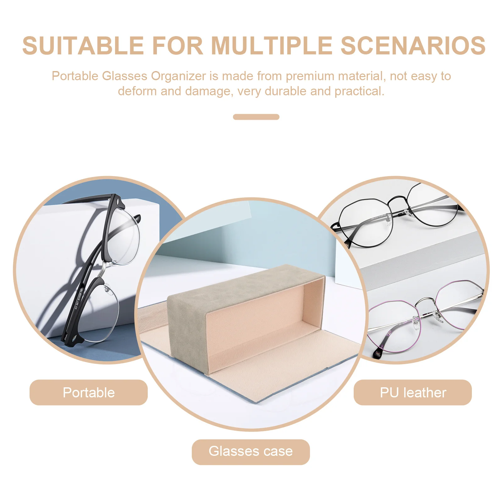 حافظة نظارات مزدوجة 2 في 1 حافظة نظارات قوية مقاومة للسقوط، تصميم مدمج للسفر للاستخدام اليومي، حل تخزين متعدد الأزواج