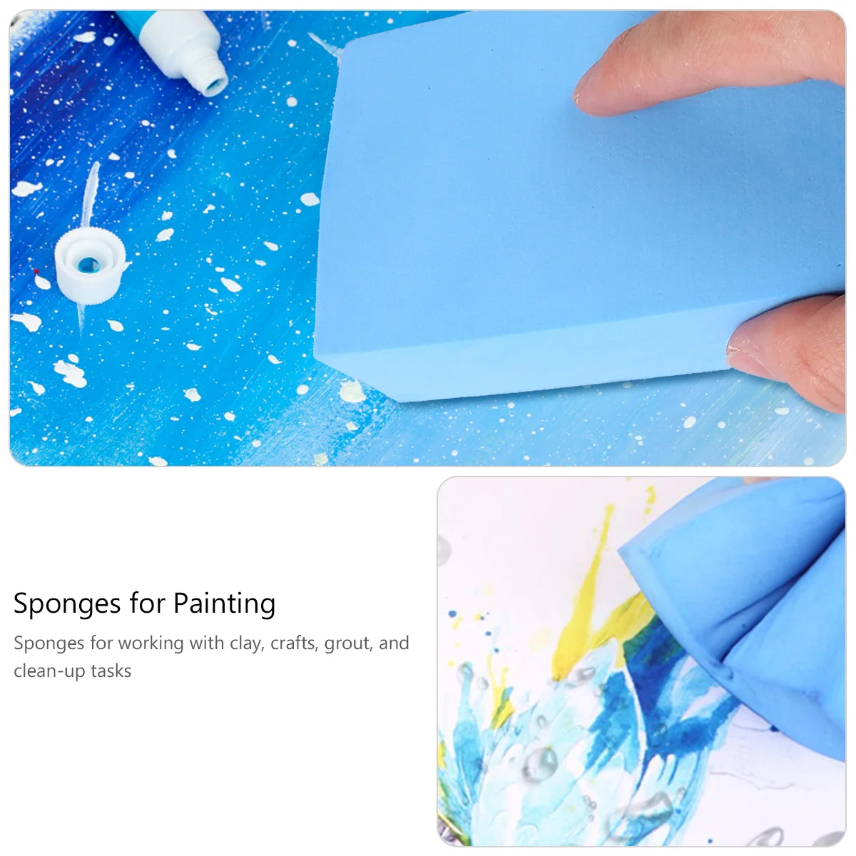 

2Pcs Absorbent Sponge for Painting Dad Thick Synthetic Sponges Craft Paint Blending Disposable Reusable Clean Hygienic