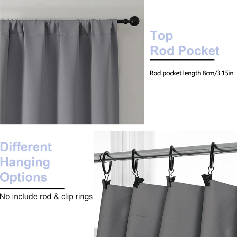 1pc 100% Blackout Curtain with Rod Pocket, Curtains for Living Room, Bedroom, Kitchen, Window Curtain, Drapes in Living Room