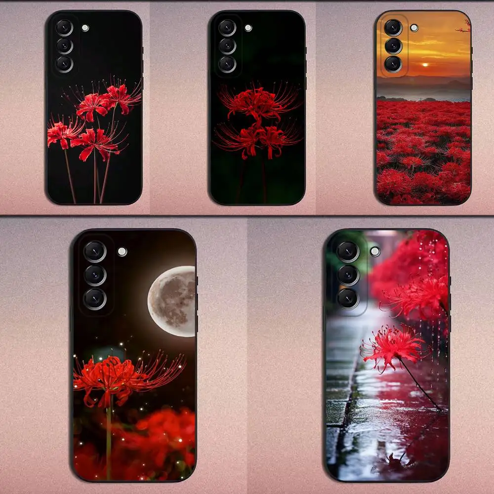 

Red Spider Lily Phone Case For Samsung Galaxy A20,A21s,A22,A31,A32,A52,A53,A72,73,A80 Soft Black Cover