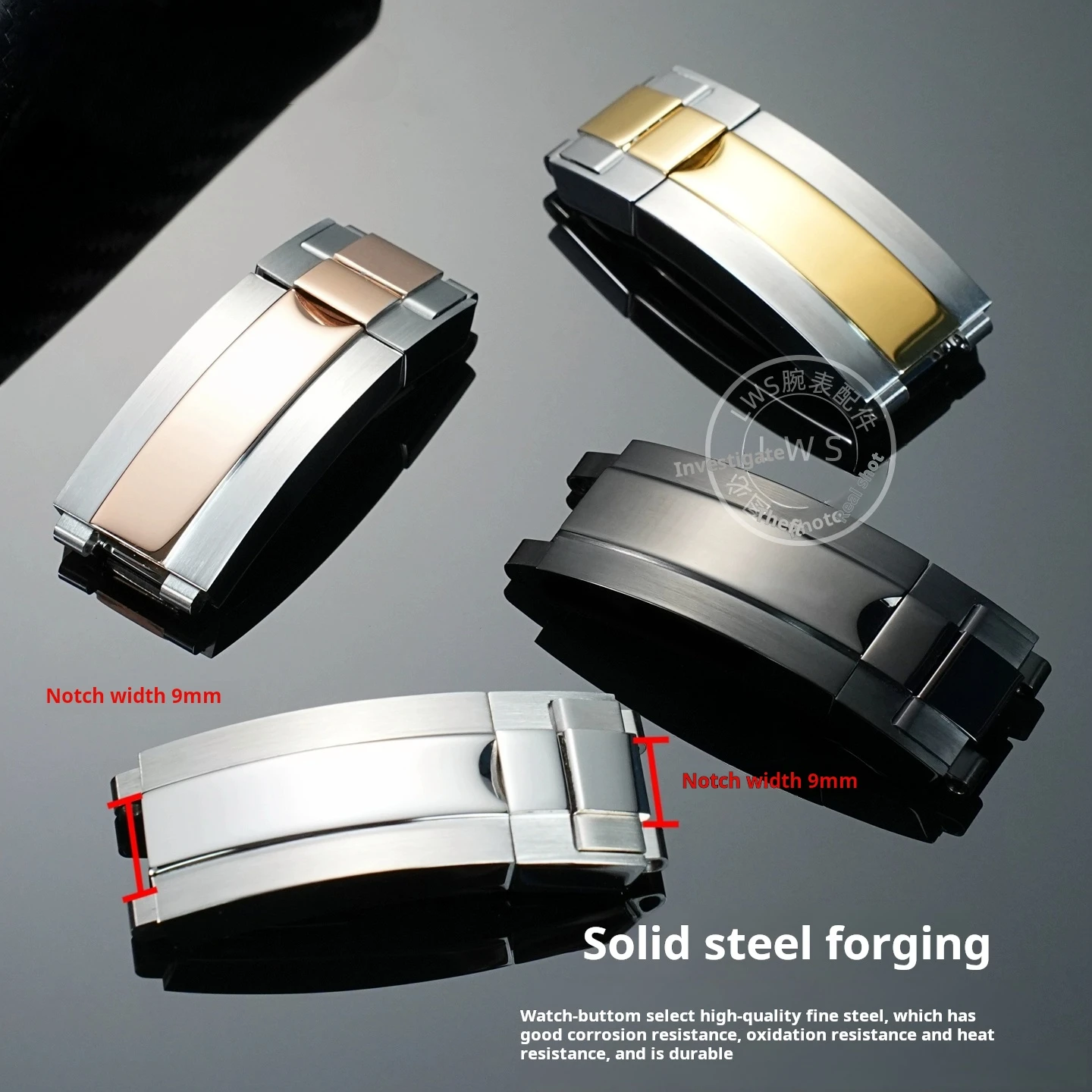 Застежка из нержавеющей стали для часов Rolex Submariner Daytona Yacht Green Water Ghost резиновый ремешок тонкая складная пряжка 9x9 мм