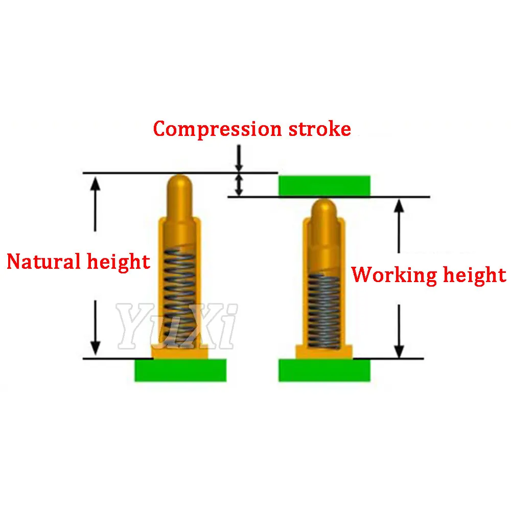 10pcs DIP Spring Loaded Pogo Pin Connector through Holes PCB Height 3 4 5 6 7 8 9 10 11 12 13 14 15 16 mm Flange Single