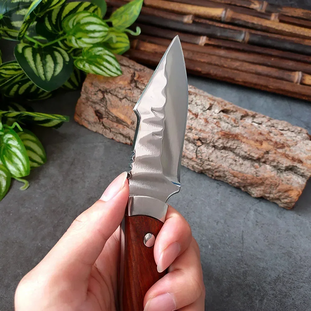 Outdoor Hunting Knife Hand Forged Stainless Steel Butcher Knife Wood Handle Utility Boning Knives Outdoor Camping Survival Knife