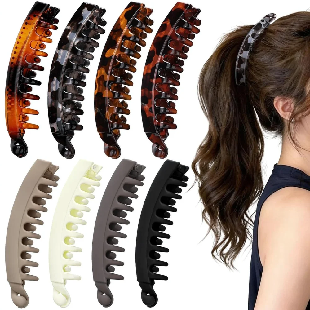 Large Matte Banana Hair Clip Geometric Ponytail Holder Vertical Claw Grip Simple Elegant Fashion Accessory For Women Hairstyles