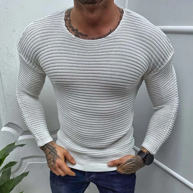 

Sweater Men's Spring And Autumn Slim-fit Long Sleeve Crew Neck Pullover Knitted Sweater