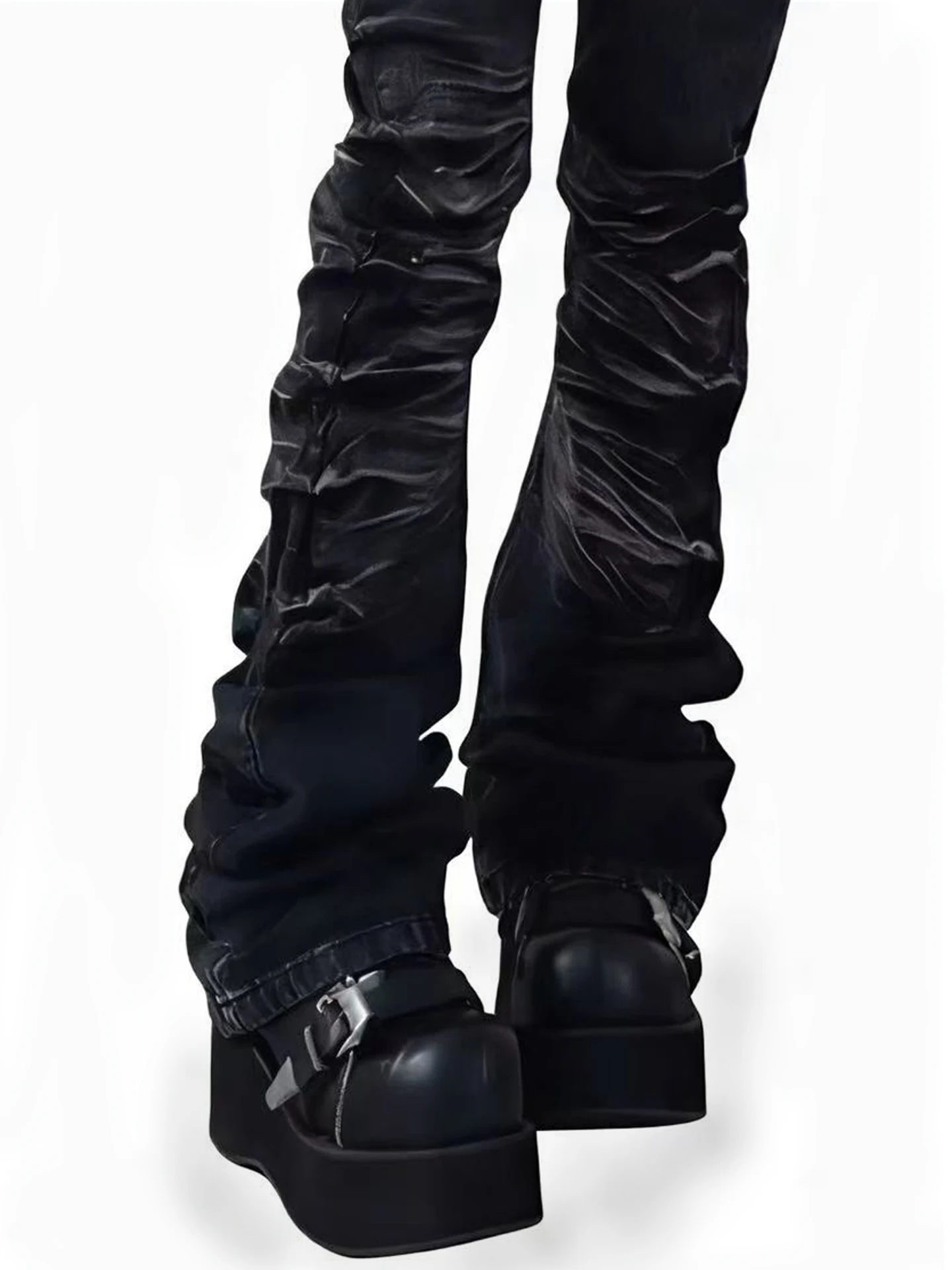 Y2K Black Bell Bottom Denim Jeans Women's Spring Autumn Subculture Gothic Style Slimming Large Size Long Trousers