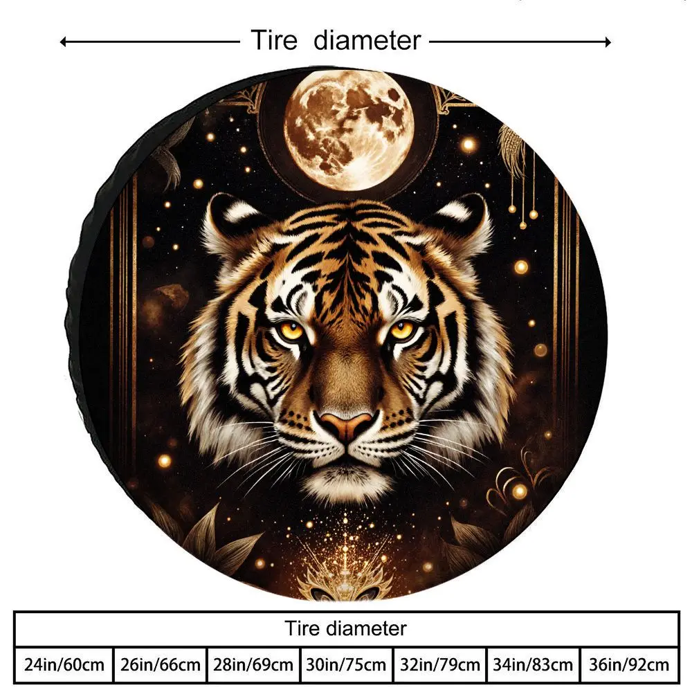 Mysterious Moonlight Tiger Tire Cover Gothic Polyester Protector for RVs SUVs and Trucks