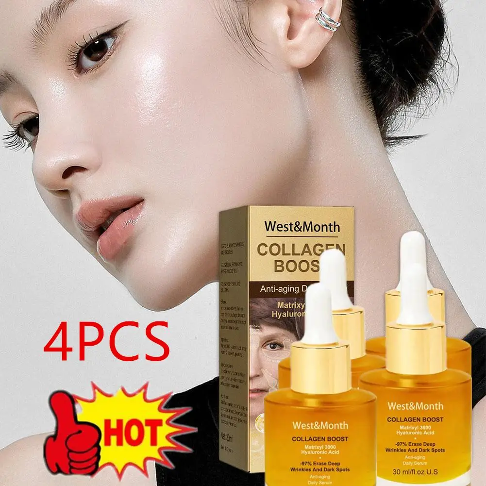 

4PCS West&Month Advanced Collagen Boost Anti Aging Serum Face Mosturizure Tightening Lifting Collagen Face Serum for All Ski