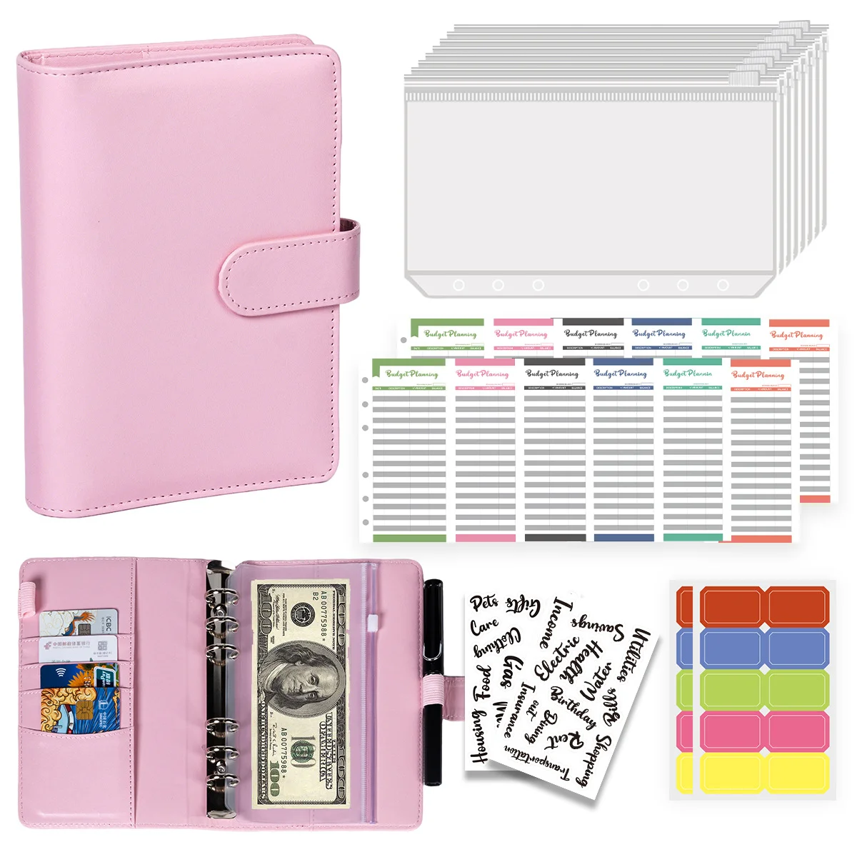 Budget Binder A6 Money Saving Binder with Zipper Cash Envelopes | Budget Planning Savings Plan Expense Tracking Money Manage