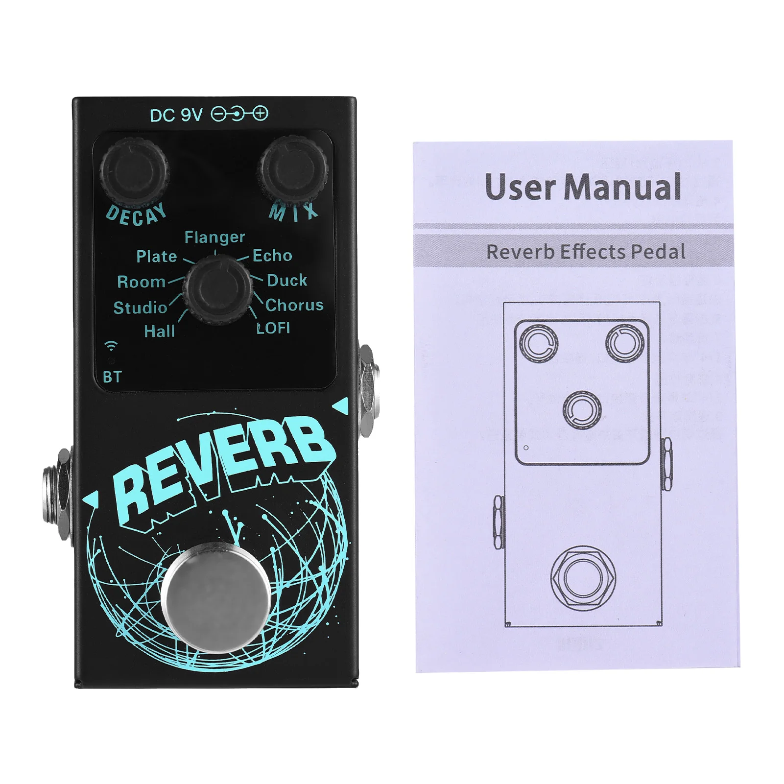 Guitar Effects Pedal Digital Reverb Guitar 9 Different Reverb Guitar Effect Pedal Wireless Accompaniment DECAY/MIX Luminous Cont