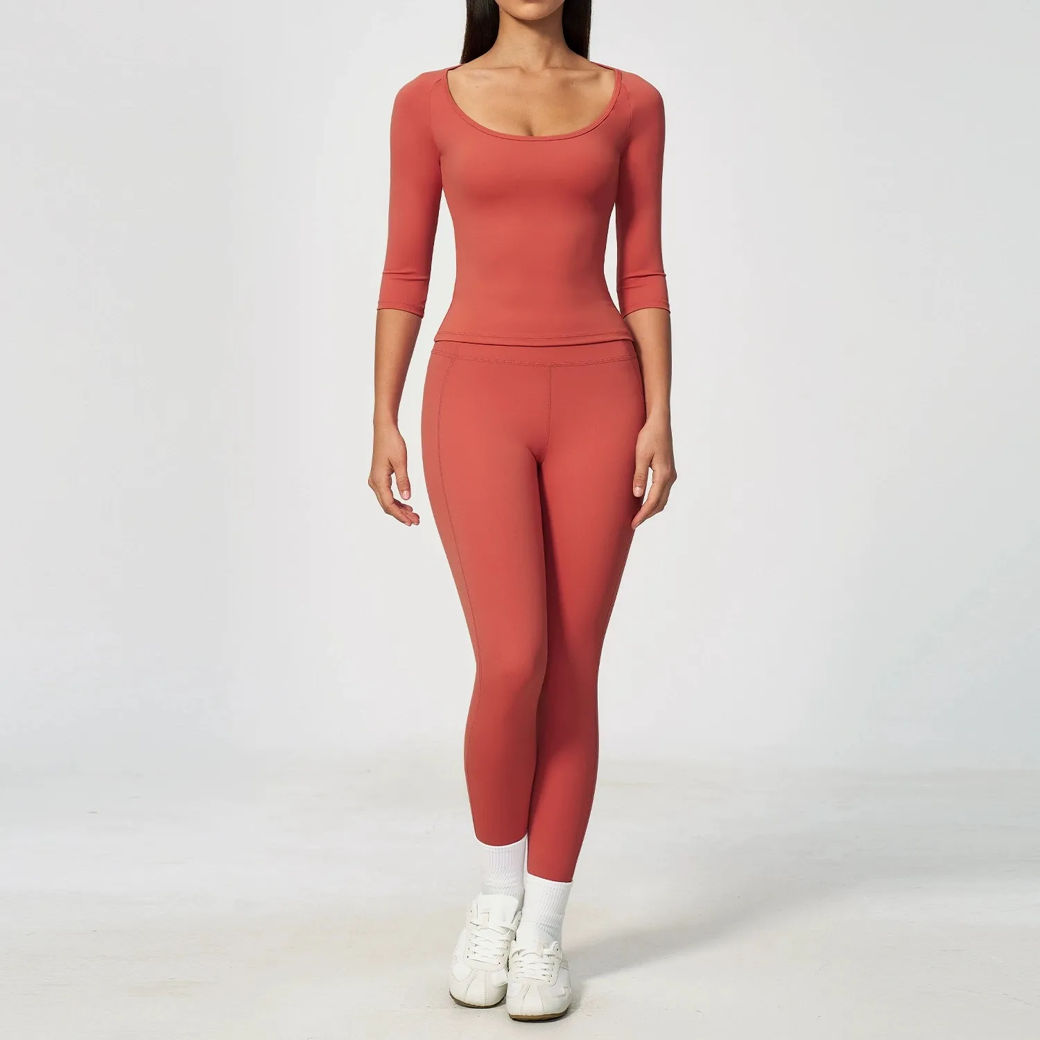 2PCS Yoga Suit Sports Fitness Set Women's Gym Set Tracksuit Female Running Workout Long Sleeve Shirt Quick-Dry Exercise Clothing