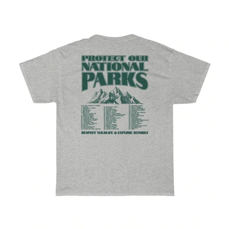 Women Vintage National Parks Back Print T-Shirts Retro Aesthetic Outdoor Camping T Shirt Unisex Environmental Tee Shirt Tops