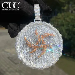 CUC ASEN Letter Baguette Pendant Necklace Iced Out Bling Gold Plated Cubic Zirconia Round Charm Men Hip Hop Jewelry 2023 New