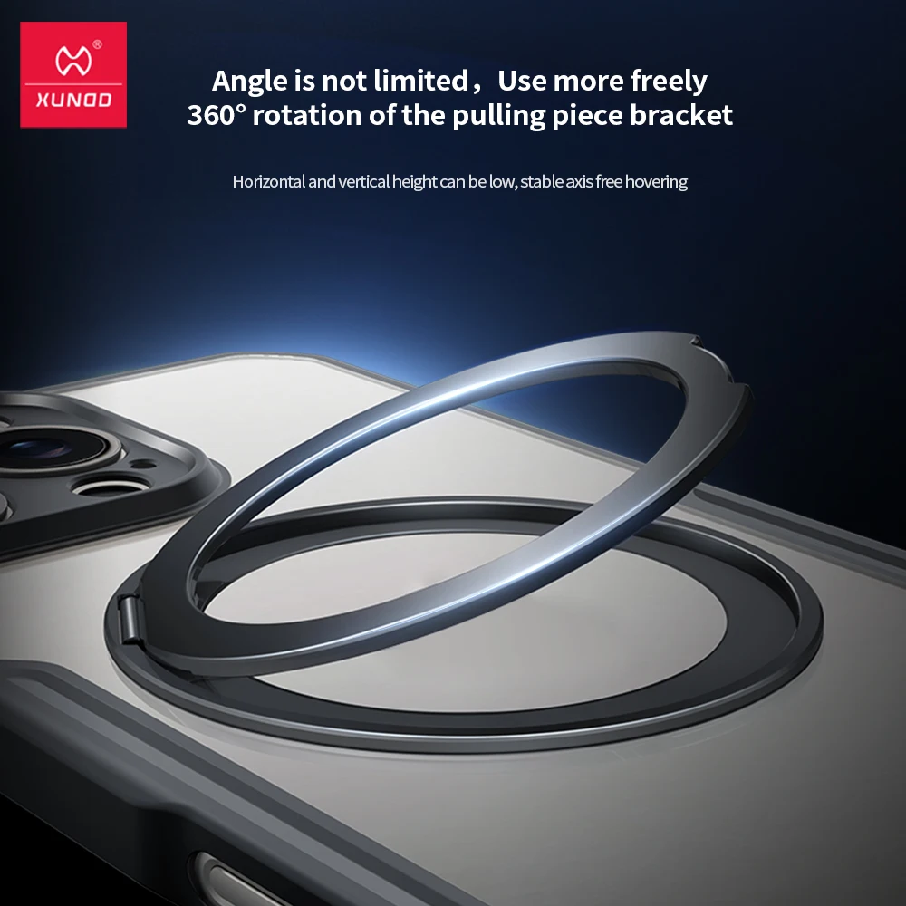 XUNDD-Magnetic Stand for iPhone 16, Drop Proof Case, Magnetic Ring, Lens Protection,360 Degree Rotatable Stand