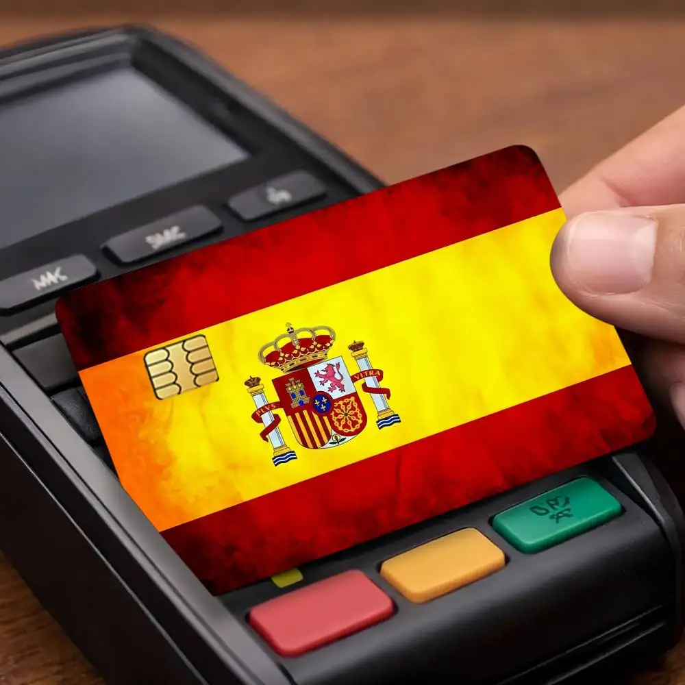 Flag Spain Spanish Espana Credit Decorative Card Stickers Suitable For Bank Cards Metro Transit Anti-scratch Gift 4PCS