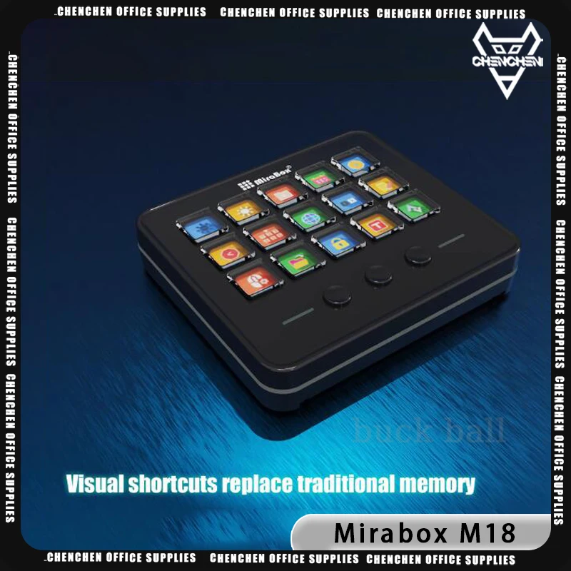 Mirabox M18 V2.0 Stream Deck Keyboard 18Keys Visual DIY Macro Button Desktop Keyboard Adjustable Console Stand Touch HA Custom