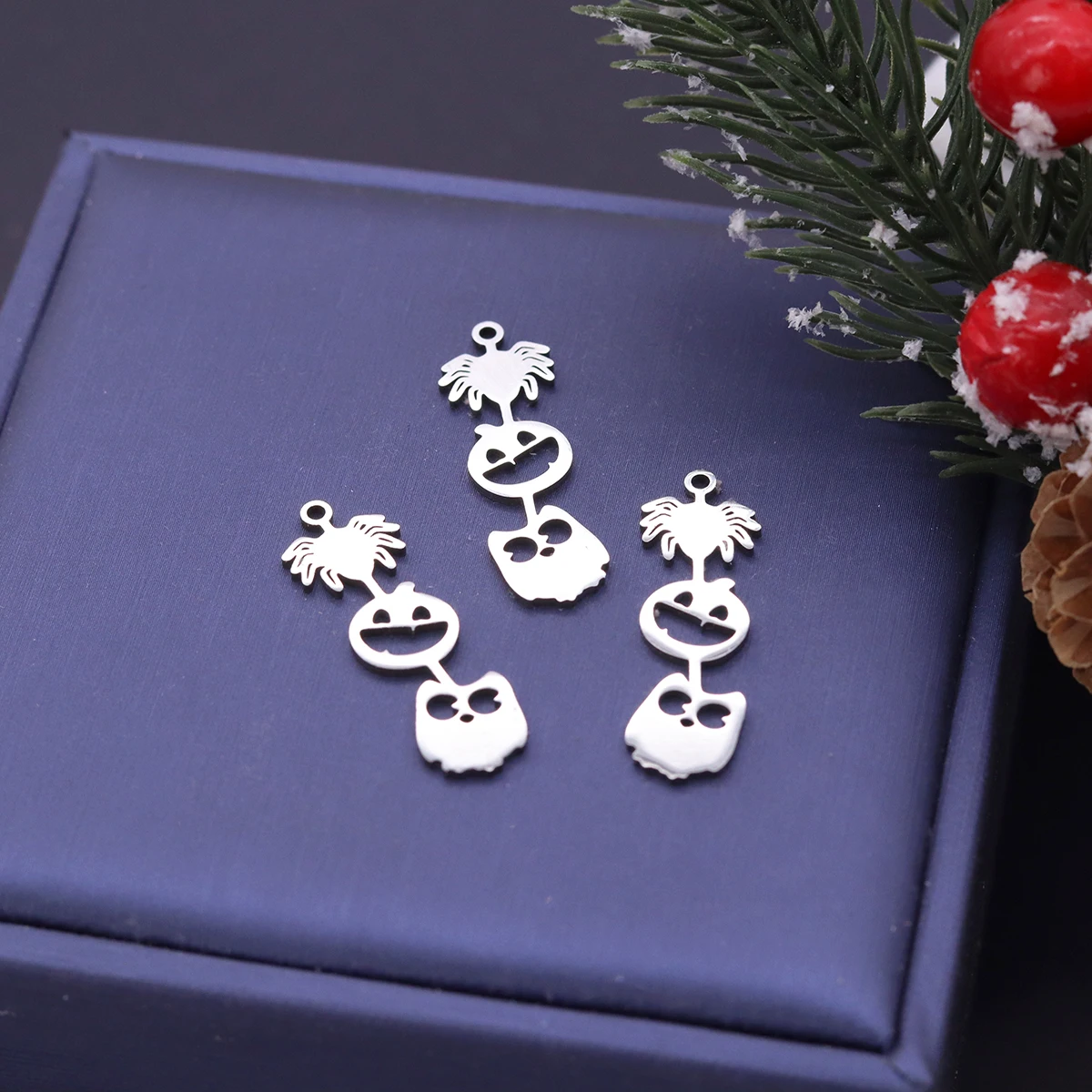 

3pcs Stainless Steel Spider Pumpkin Ghost Pendant Charms Animals Halloween Pendants for DIY Jewelry Making Earrings Necklace