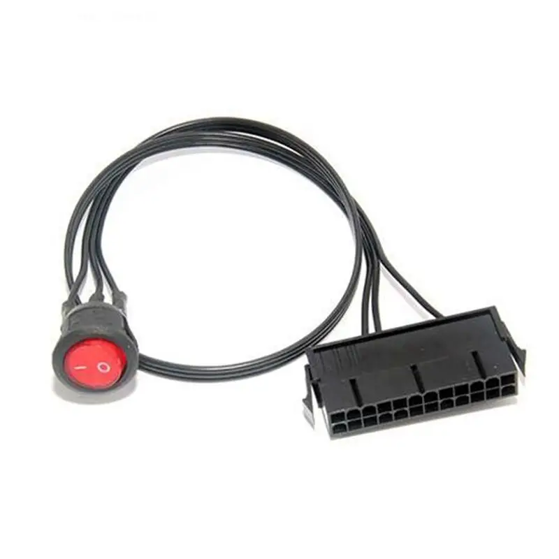 10 Pcs 50Cm Cable Copper Tin Wire 24-Pin Female ATX PSU Power Supply Starter Tester Start Up Jumper With ON/OFF Switch