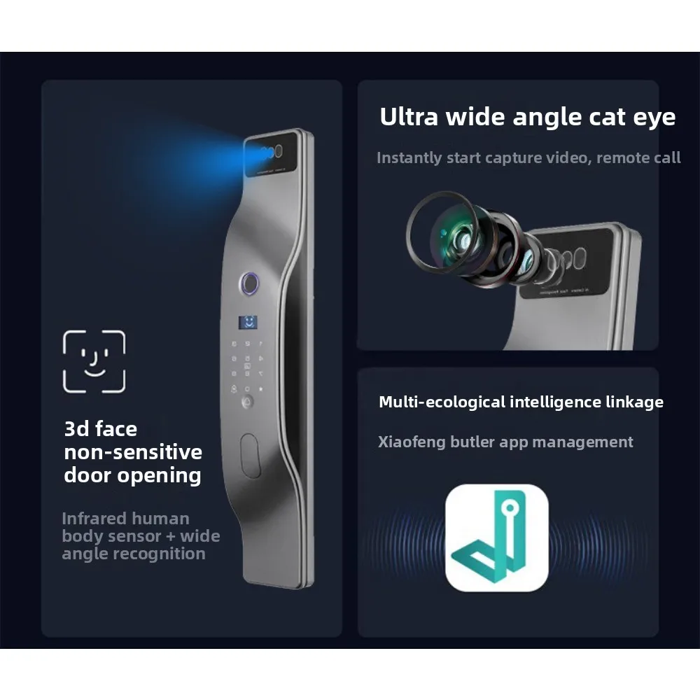 2025 NUOVA serratura intelligente Wave-Streamlined con scansione facciale veloce, ID trucco/vestito AI, videocitofono remoto Serratura elettronica