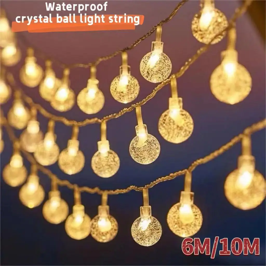 3M/6M/10M LED Crystal Ball String Lights Outdoor Lamp Battery USB Power Romantic Bubble Ball Light String decoration Waterproof