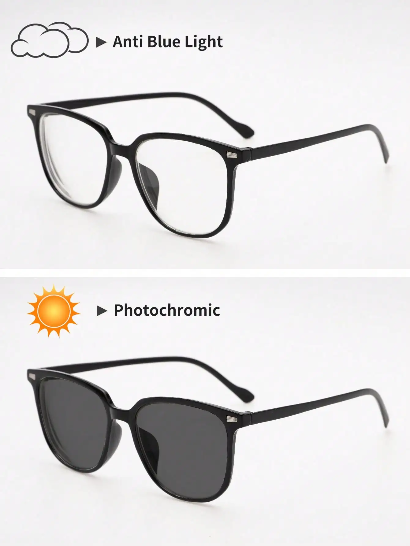 1/2/3PCS Classic Unisex Square Frame Fashion Photochromic Glasses For Daily Life Fishing image 2