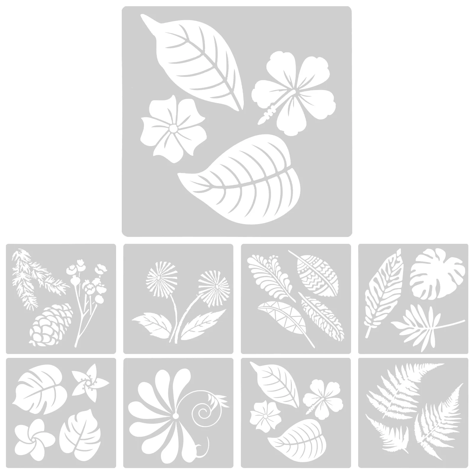 

9pcs Tropical Leaf Templates Reusable PET Stencils for Painting Wall Art DIY Crafts Scrapbooks Plants Decor Safe Smooth Edges