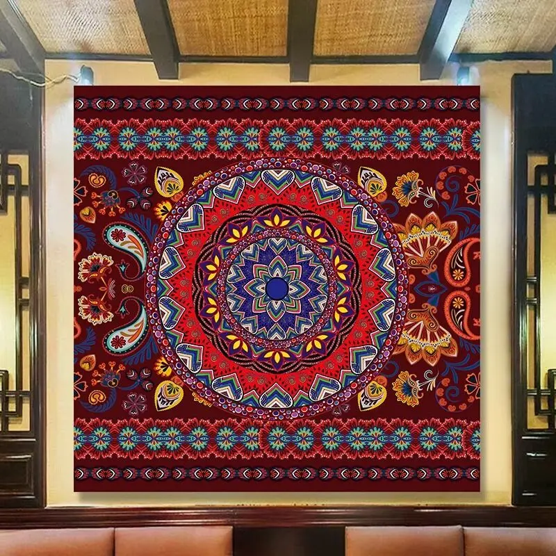 VIKAMA Colorful Mandala Tapestry Boho Chic Lotus Wall Hanging Aesthetic Yoga Studio Bedroom Living Room Decor