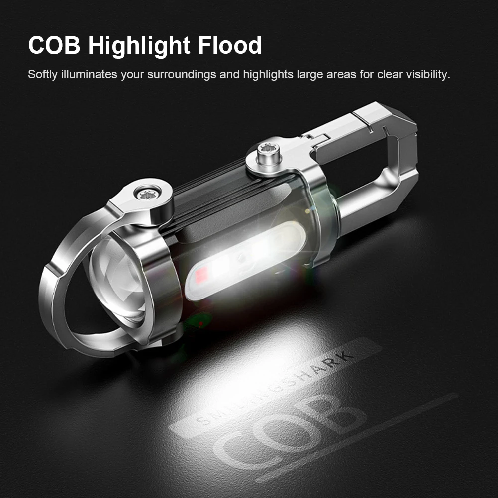 

Mini Flashlight Multifunctional COB LED Keychain Flashlight USB Rechargeable Portable Keychain Torch for Outdoor Emergency