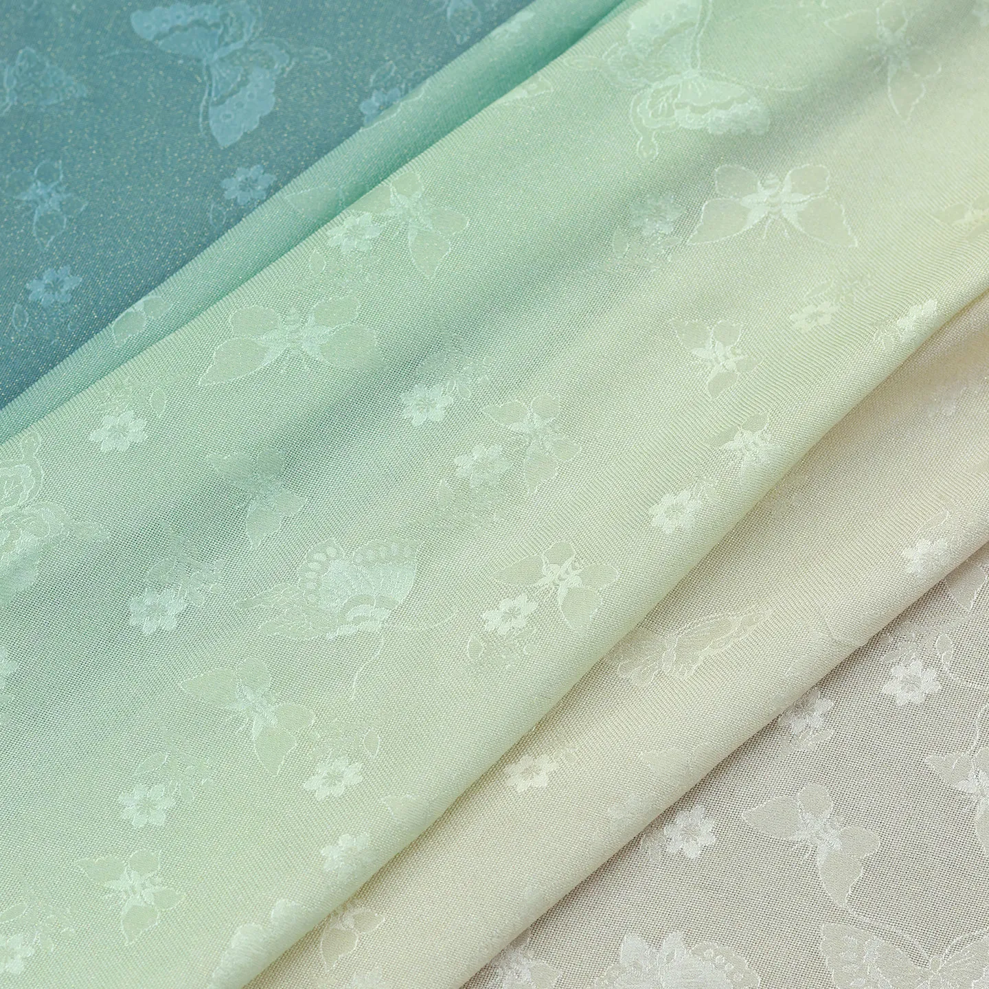 High Quality Misty Blue Glazed Red Blooming Gradient Silk Sprinkling Hangluo Silkworm Fabric Hanfu Chinese Style Cheongsam Cloth