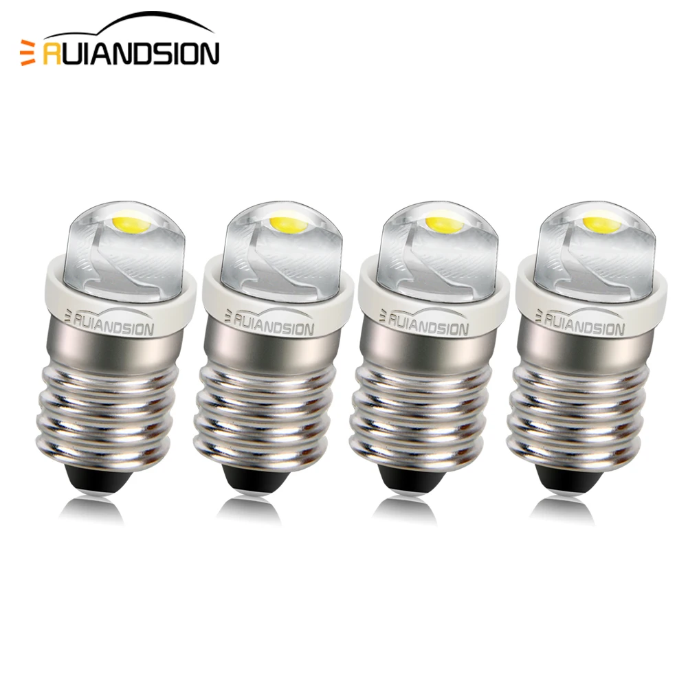 4 pcs E10 COB Upgrade LED Bulb 3 6 Cell C D Model 3V 4.5V 6V 12V 3-18V 5-24V Replace Flashlight Torch 6K White 3K Warm white