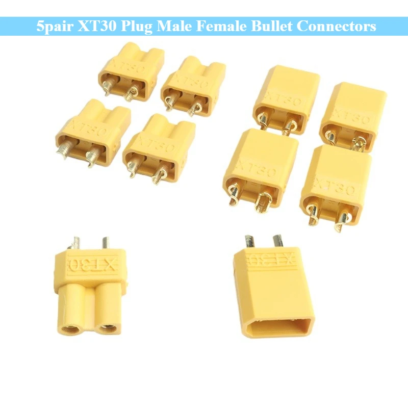 5 زوج محول XT30 التوصيل ذكر أنثى رصاصة موصلات المقابس ل RC يبو بطارية كوادكوبتر مولتيكوبتر لملحقات الطائرات