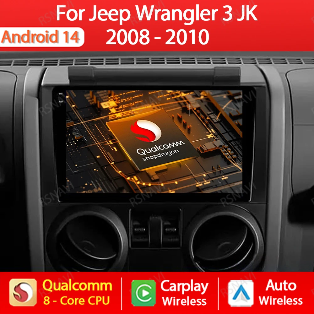 

Android 14 CarPlay Auto For Jeep Wrangler Unlimited 3 JK 2008 - 2010 Car Radio Multimedia Video Player GPS Head Unit 4G WIFI DSP