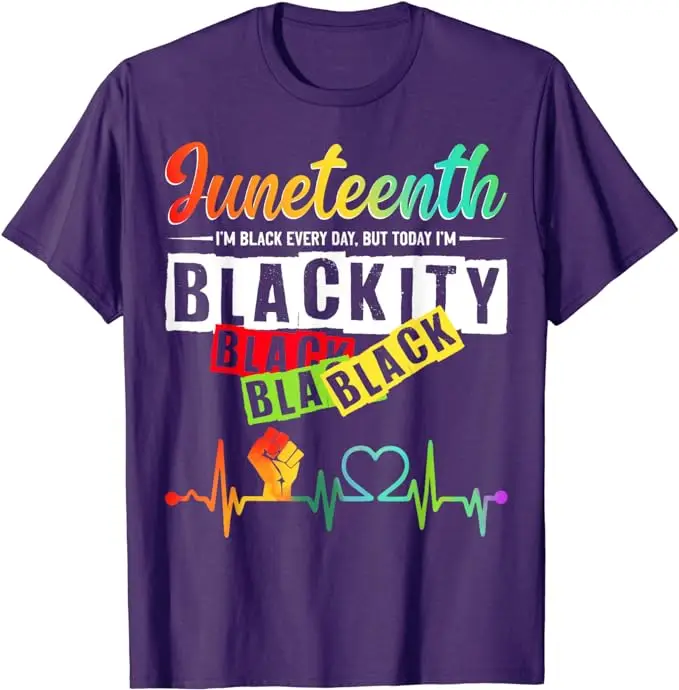 Juneteenth Blackity Heartbeat Black History T-Shirt pour hommes et femmes, Black Pride Graphic Tee Top, Vêtements de famille, Mode africaine et américaine