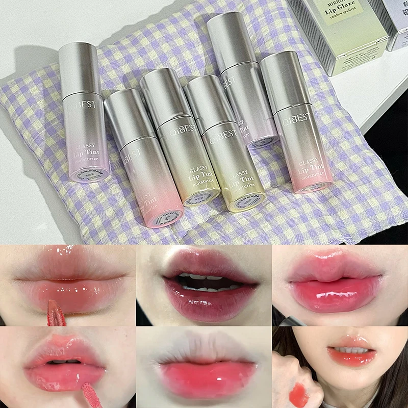 QIBEST Watery Mirror Lip Glaze Lasting Moisturizing Easy Wearing Water Glass Lipgloss Hydrating Sexy Red Lip Tint Cosmetics
