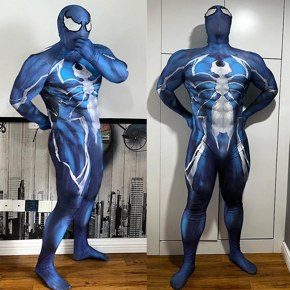 

Blue Symbiont Venom Spiderman Cosplay Superhero Spandex Zentai Bodysuit Fantasia Disfraces Halloween Costume Venom Cosplay Adult