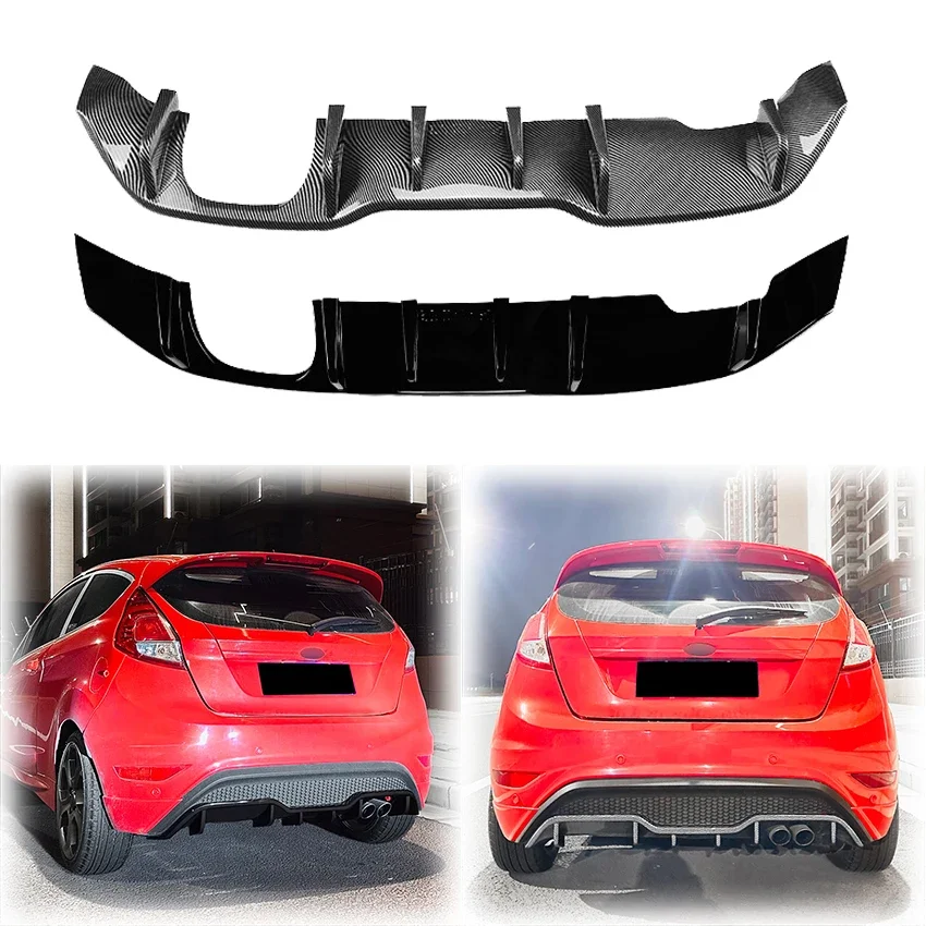 

2012 To 2017 For Ford Fiesta ST MK7 Rear Bumper Diffuser Lip Spoiler Splitter Body Kit ABS Gloss Black Carbon Look Accessories