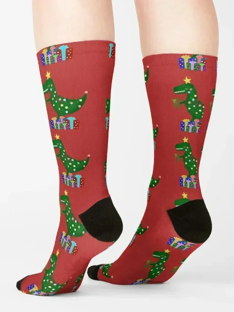 CHRISTMAS t rex Socks sport Toe sports sports stockings retro Socks Woman Men's