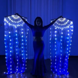 1.5 Meters Long Silk Dance Fan Glow LED Fan  Performance Masquerade Party Dance Accessory Props  Girls Women Hand Holding Fan