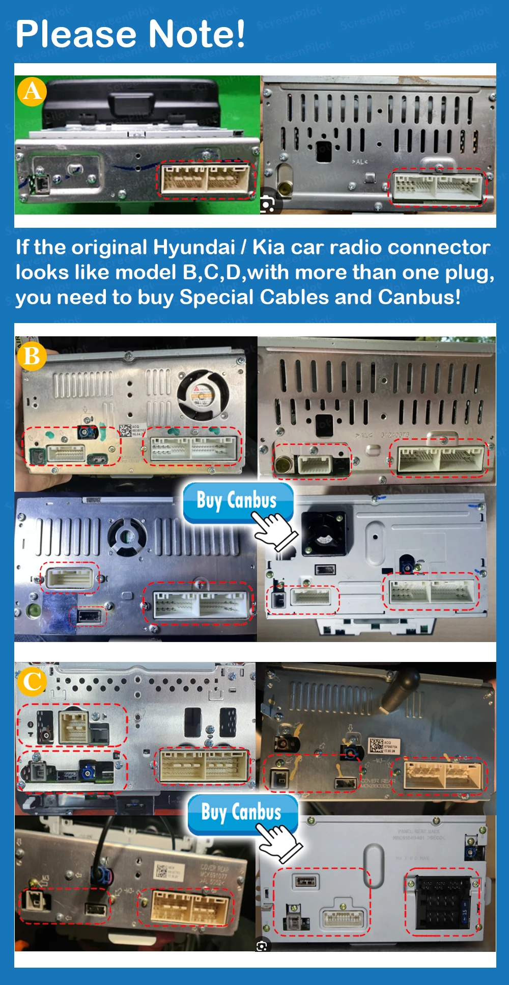 For Hyundai/Kia high-model Connators and Canbus car Radio Android Accessories for KIA SORENTO for RIO For KIA K7 for Carnival YP