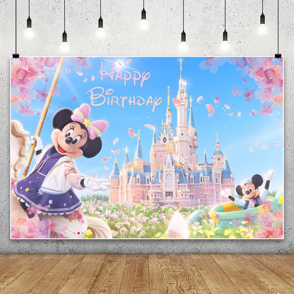 Disneyland Mickey Background Photography Baby Shower Photo Backdrop Birthday Party Decoration Props Supplies Studio Celebrate