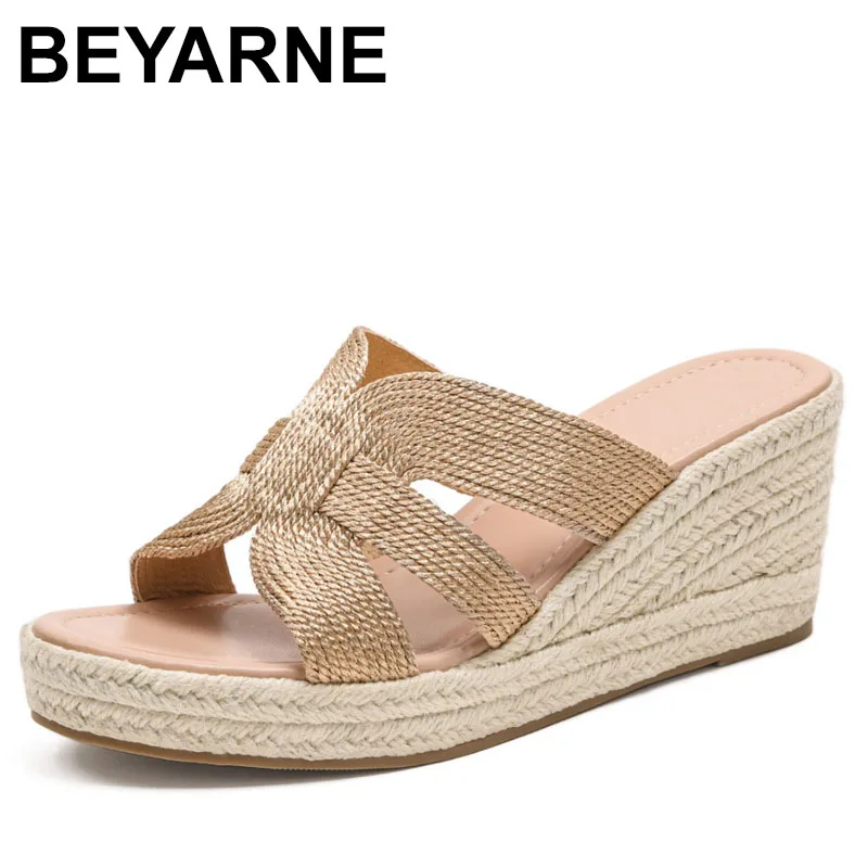 

Новые летние модные эспадрильи на платформе, туфли-мулы, женская пляжная обувь для отдыха, тапочки, большой размер 42,