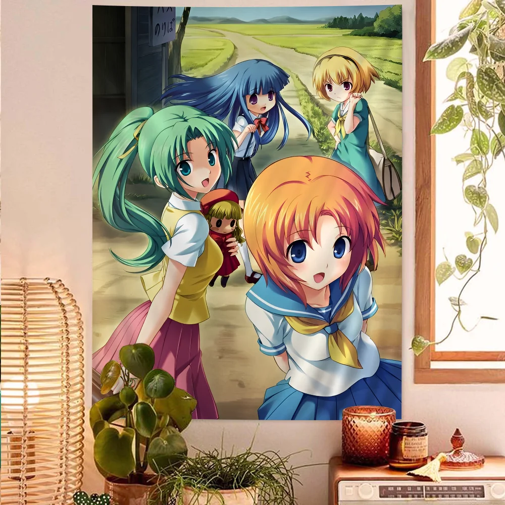 Higurashi When They Cry Chart Tapestry Art Science Fiction Room Home Decor Cheap Hippie Wall Hanging