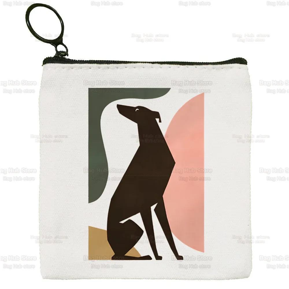 Greyhound Dog Crazy Small Square Bag, Saco de cartão de armazenamento de chaves, Carteira dos desenhos animados, Lady Canvas