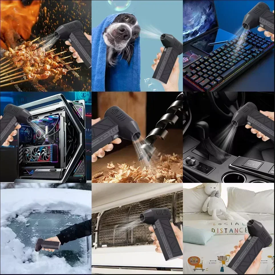 Mini Air Blower 130000 RPM Handheld Electric Turbo Jet Fan Brushless Motor Violent Blower Wind Speed 52m/s Industrial Duct Fan