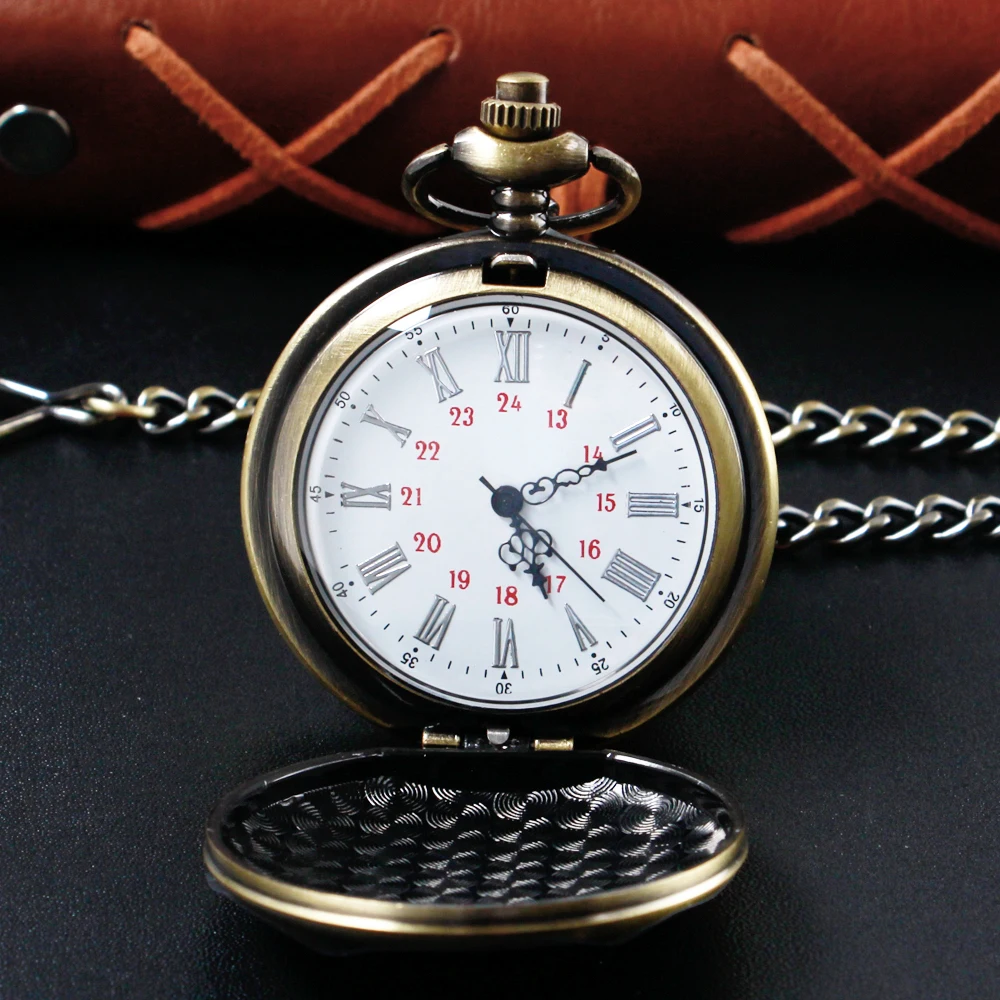 

Roman Digital White Dial Pocket Watches Bronze Retro Necklace Pendant 30cm Waist Hook Chain Art Collection retroid pocket 3