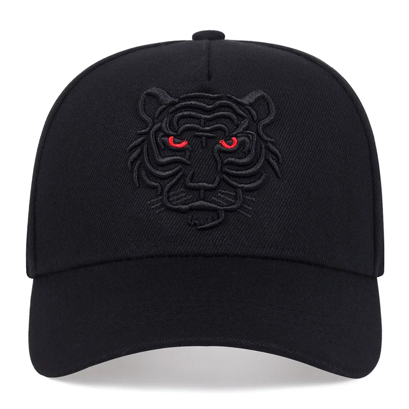 Gorra de béisbol con bordado de tigre negro para hombre y mujer, sombrero de Hip Hop, Gorras de camionero de ocio de verano, Gorras Snapback Unisex,