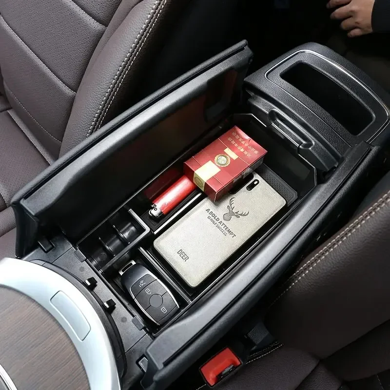 

Suetlcoity For Mercedes Benz C Class W205 15-21 ABS Black Car Central Storage Box Door Phone Glove Armrest Box Car Accessories