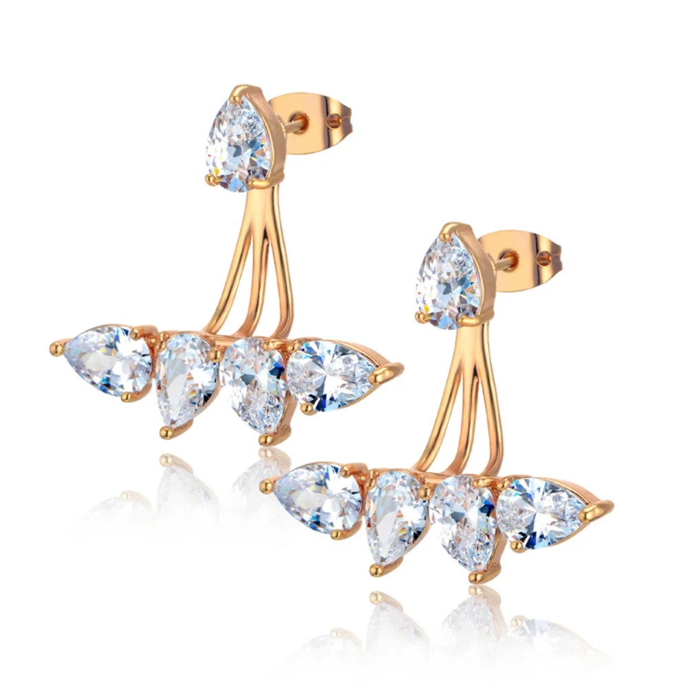 فاسق قطرة الزركون حلية قرط الاذن المرصع الإناث الذهب اللون قطرة الماء بيان أقراط للنساء موضة مجوهرات الحفلات هدية 2025 #6