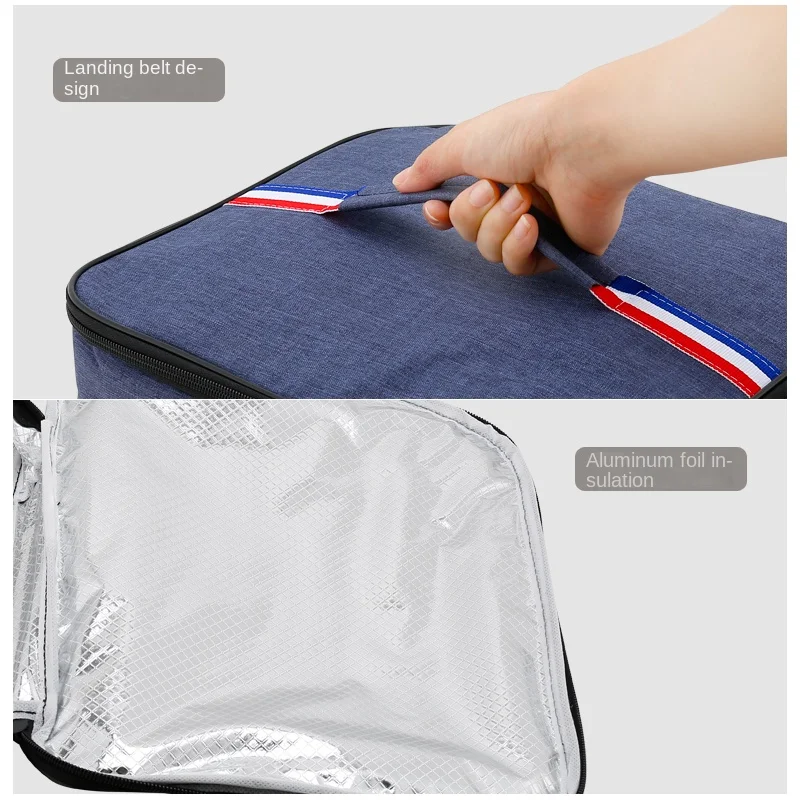 Oxford cloth thermal insulation bag, bento bag, lunch box bag, handbag aluminum foil rectangular rice bag.